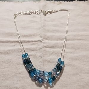 Elegant Blue Beaded Necklace By Gloria Vanderbilt